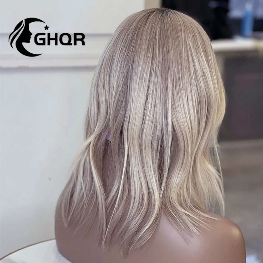 Human Hair Lace Frontal Wig Highlight Ash Blonde360 full Hd Transparent lace13x4 Brazilian hair pre plucked natural wave colored