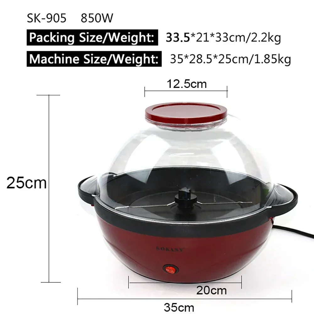 Houselin Popcorn Machine Electric Hot Oil Large Lid Convenient Nesting Storage