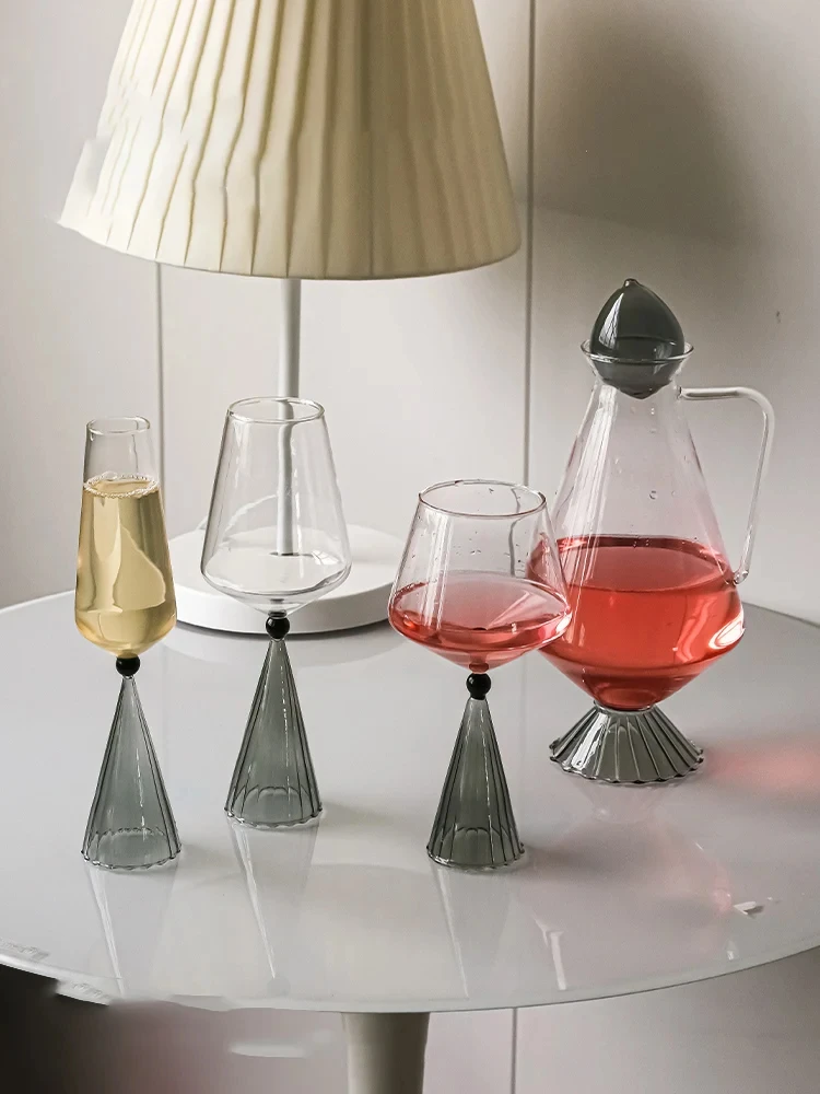 

Gray Wine Goblet Decanter Burgundy Red Wine Glass Bordeaux Glass Cup Set Home Light Luxury High-End Wedding Gifts Party Barware