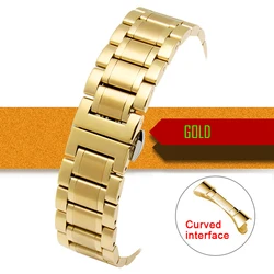 Stainless Steel Butterfly Buckle Bracelet Strap - 18mm (Gold)