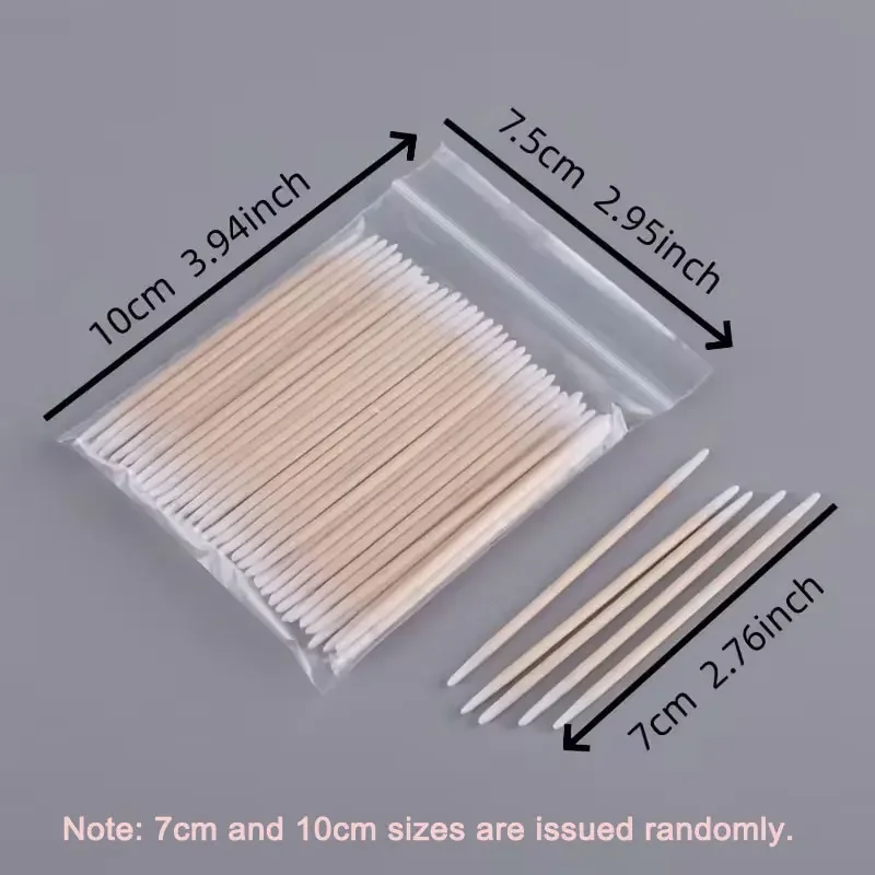 Disposable Ultra-small Micro Brushes Eyelash Extension Glue Removing Tools Double-end wood cotton swab Lint-Free 7cm