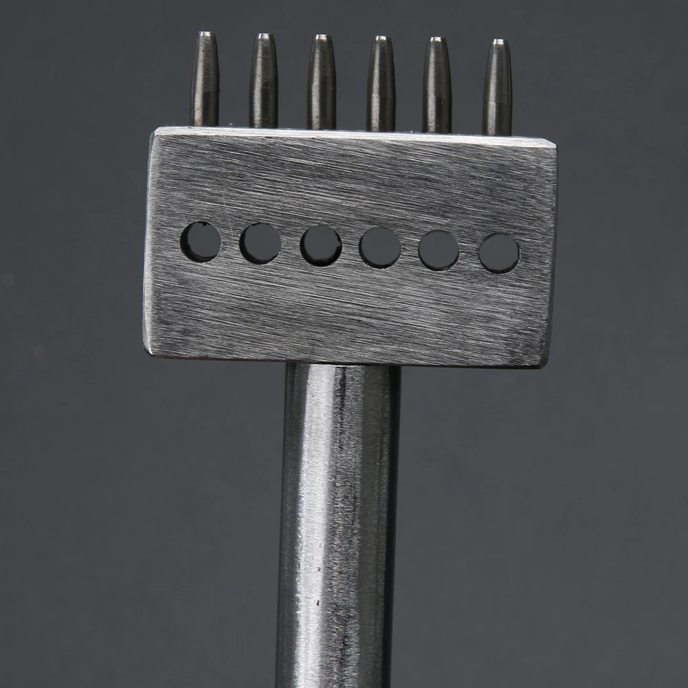 Professional Leather Spacing Hole Craft Punch Tool Kit Round Hole Line Puncher DIY Stainless Steel Handle Prong Chisel