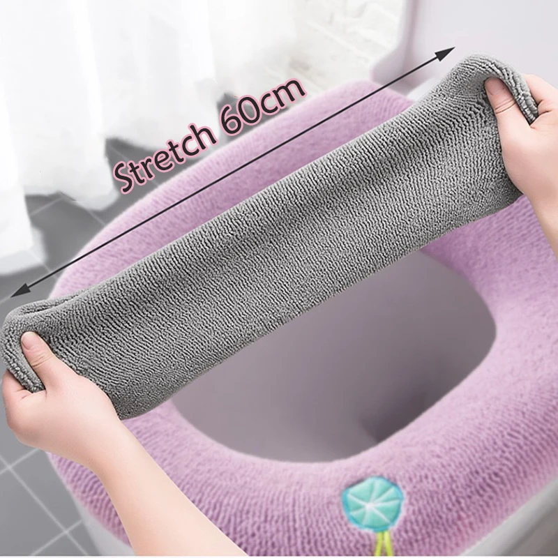 Universal Toilet Seat Cover Pumpkin Pattern Closestool Mat Soft Warm Toilet Seat Cushion Bathroom Toilet Lid Accessories