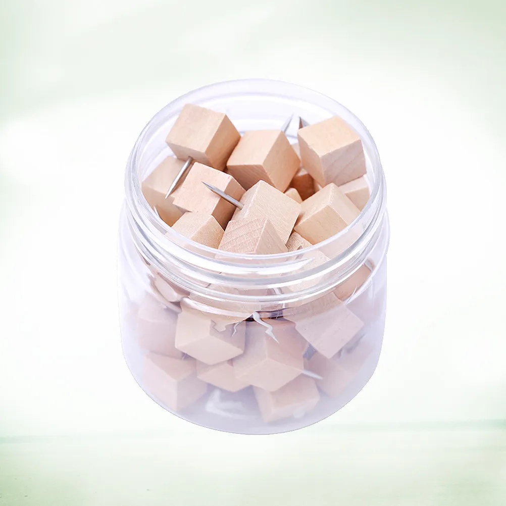50Pcs 나무 푸시 핀 크리 에이 티브 스퀘어 압정 장식 사무실 학교 용품 코르크 보드지도 사진 포스터 달력