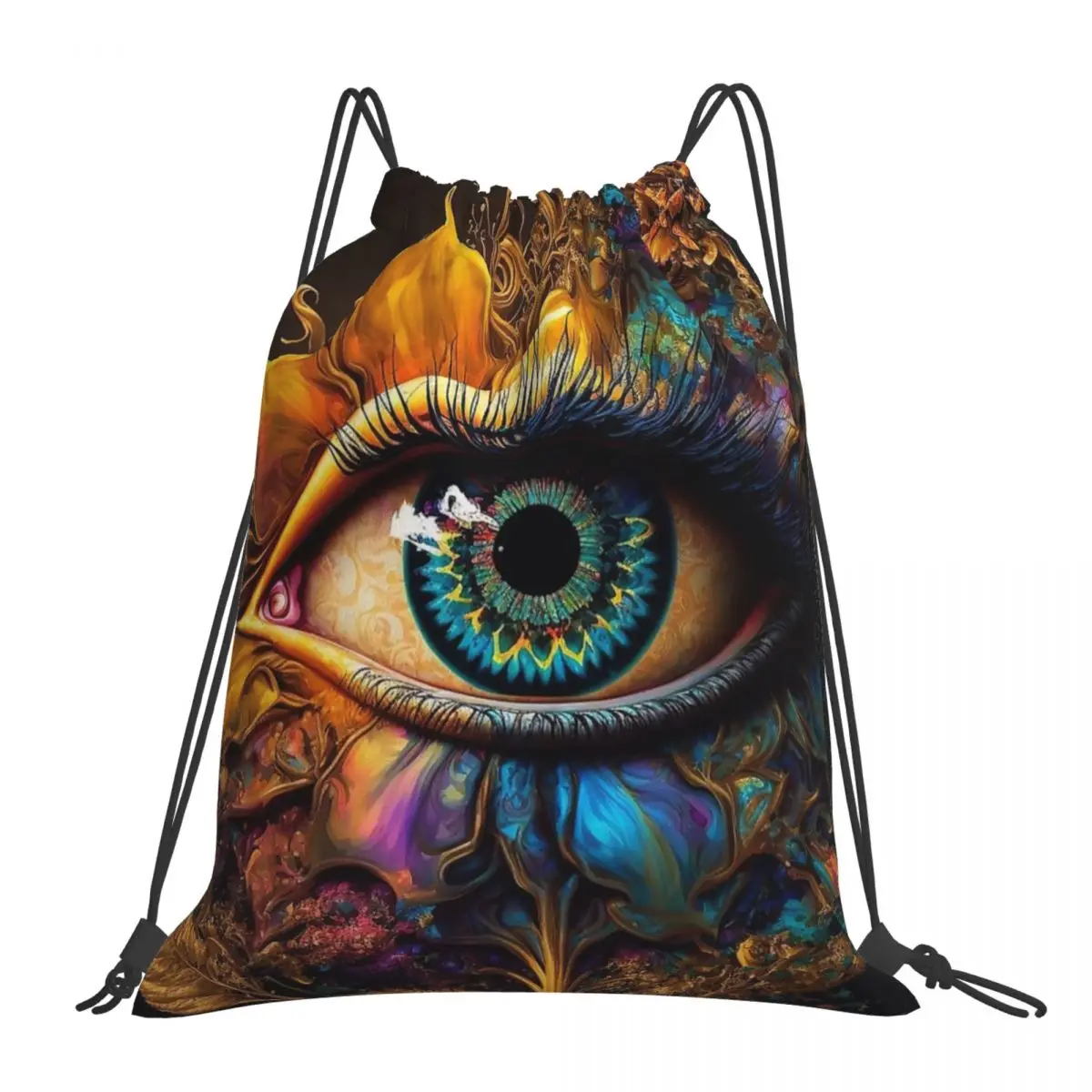 

Psychedelic Eye Backpacks Casual Portable Drawstring Bags Drawstring Bundle Pocket Sports Bag Book Bags For Man Woman School