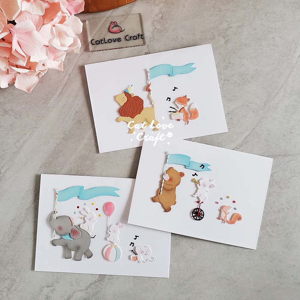 Catlove 코끼리 곡예 금속 절단 다이 스크랩북 금형 칼 스텐실 다이 컷 카드 만들기 DIY 공예 엠보싱 새로운 다이