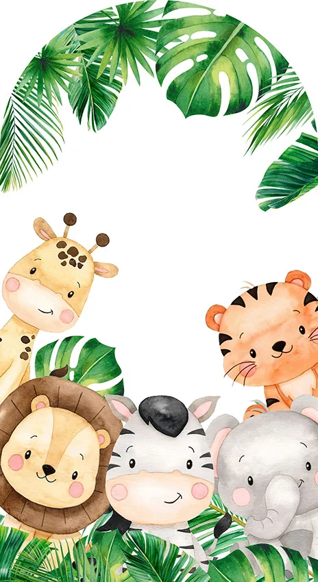 2-Sided Safari Jungle Wild One Animal Boy Birthday Party Baby Shower Cover Chiara Arch Background Decor Backdrop photo backdrop