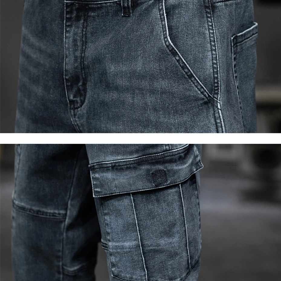 Baggy Jeans Men Plus Size 40 44 Denim Pants Fashion Pockets Cargo Jeans Pants Streetwear Loose Trousers Male Big Size Bottoms