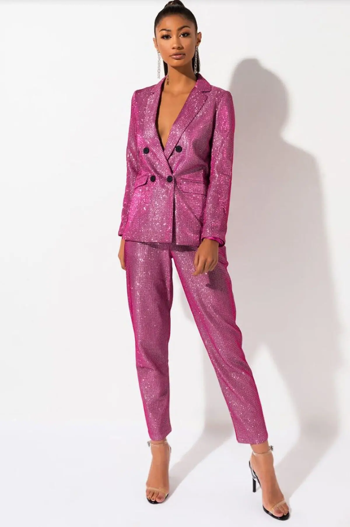 Luxury Glitter Blazer Set Plus Size Shiny Sparkly Pink Pant Suit Birthday  Wedding Cocktail Party Christmas New Year Stage Outfit - Pant Suits -  AliExpress