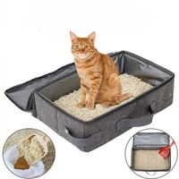 Foldable Cat Litter Box Outdoor Travel Car Portable Cat Mobile Toilet Kitten Bedpan Waterproof Cat Poop Basin With Side Mesh Bag