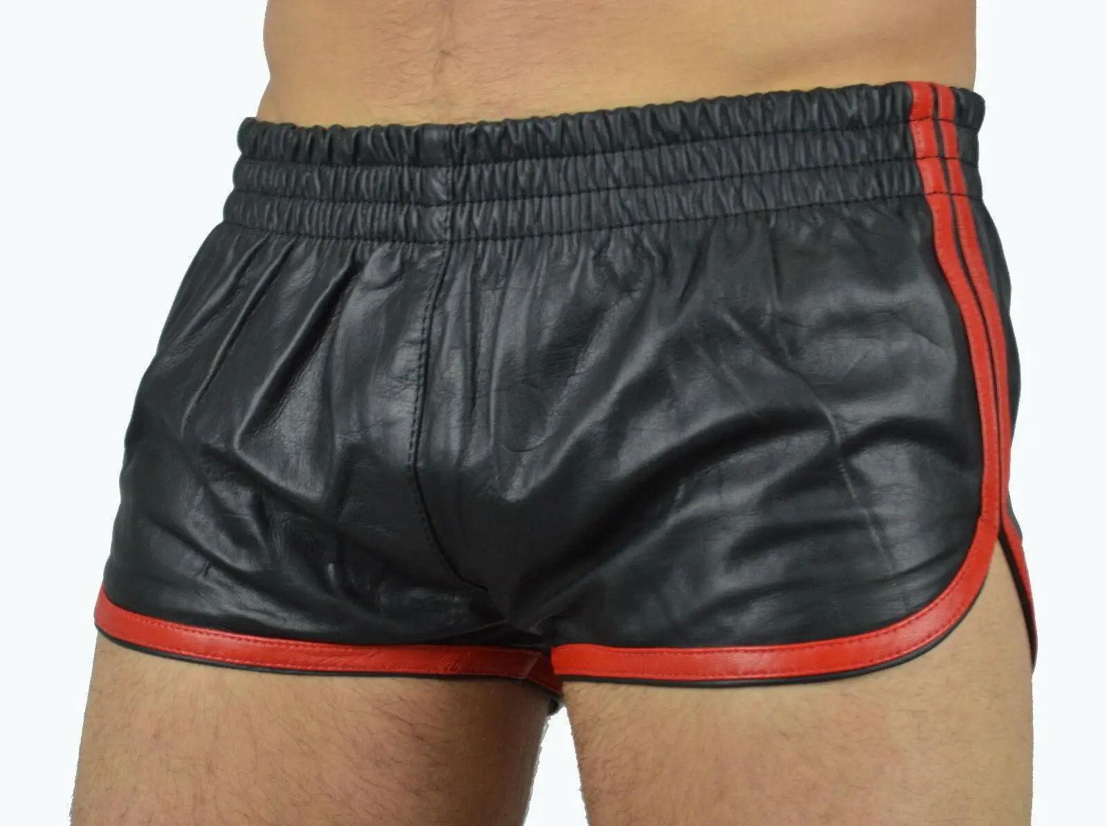 New Men's Pu Pantsleather Quality Solid Men Short Superior Colour Pu Strappy Casual Trousersshorts Rock Streetwear Trouserss 3