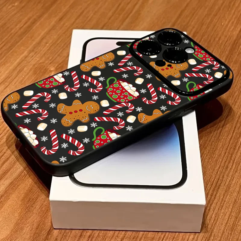 Christmas Gingerbread Man and Snowflake Pattern Phone Case Cover