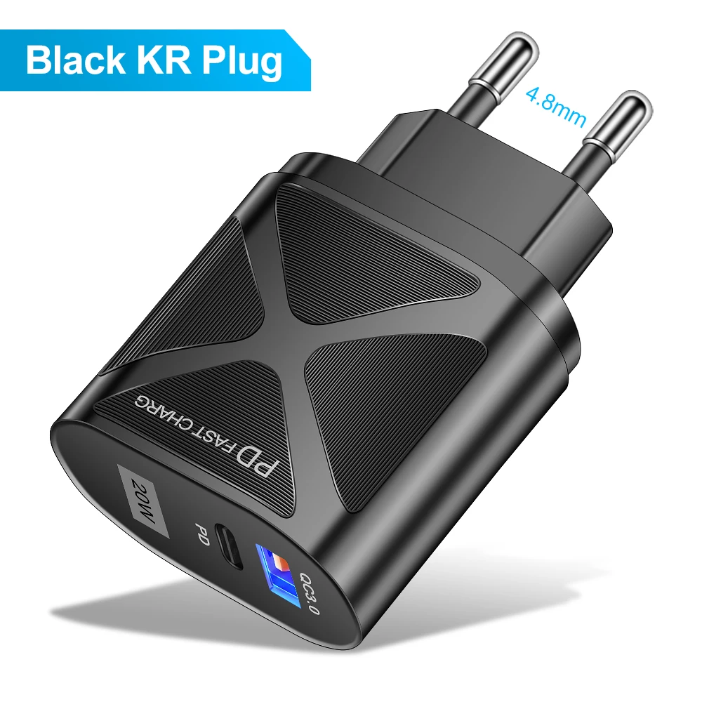 Ładowarka USB C 20W Szybkie Ładowanie 2 Porty PD QC3.0 Wtyczka Ścienna do iPhone 15 Samsung Xiaomi iPad Macbook Air EU US KR Szybka Ładowarka