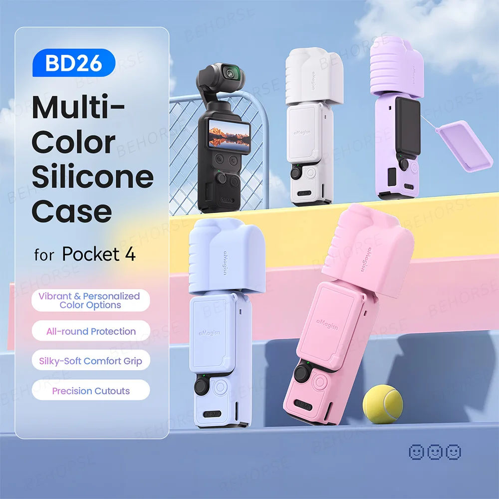 DJI Pocket 4 렌즈 스크린용 실리콘 케이스 DJI Pocket 4 카메라 액세서리용 긁힘 방지 보호 케이스 올라운드 커버