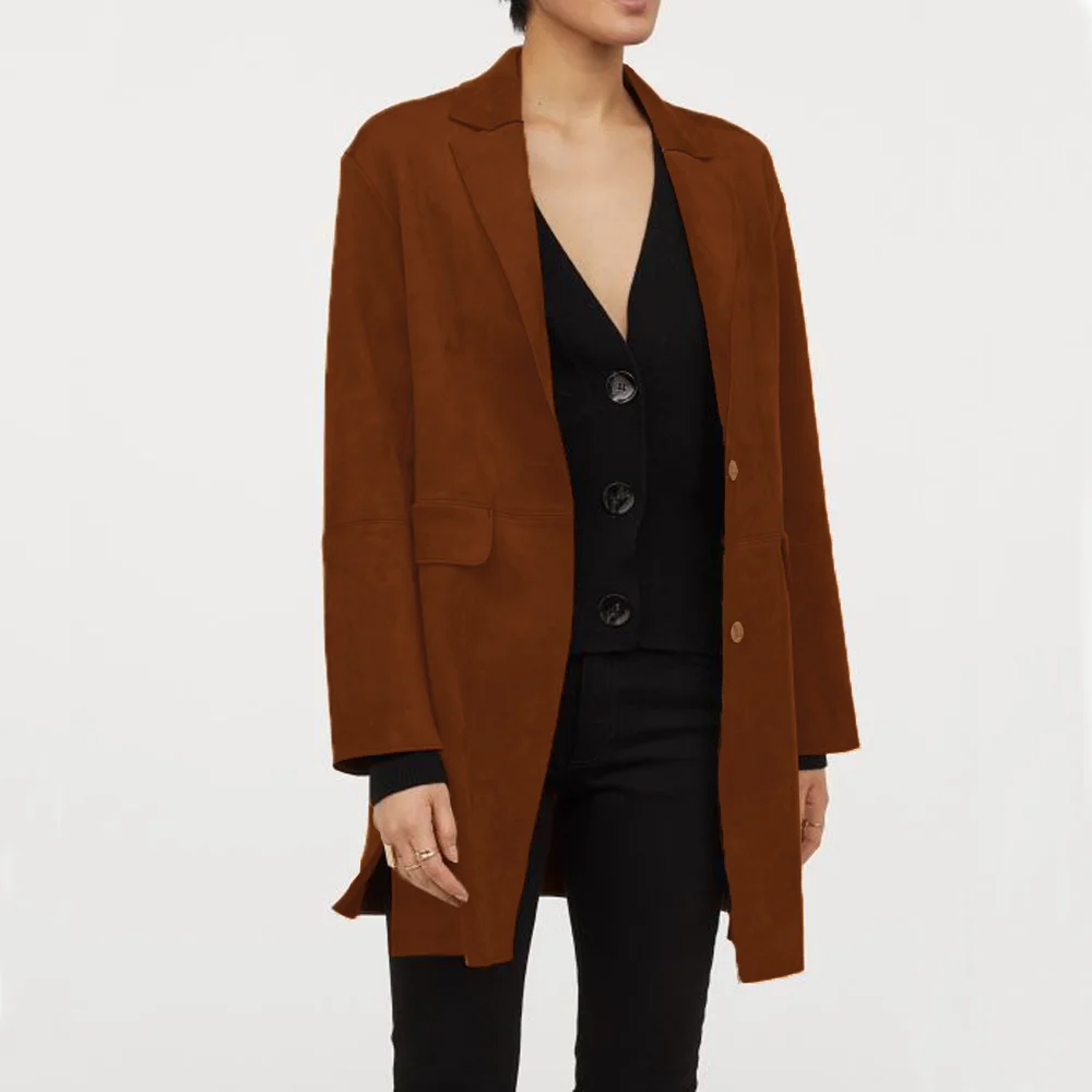 Women's Blazer Suede Single Breasted Elegant Casual Tailor Made to Order Top for Women Blazers Woman Outerwears Coat women jacket suits