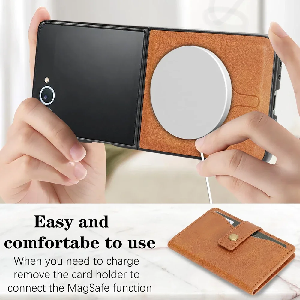 Magnetic Leather Wallet Phone Case with Kickstand and Card Holder