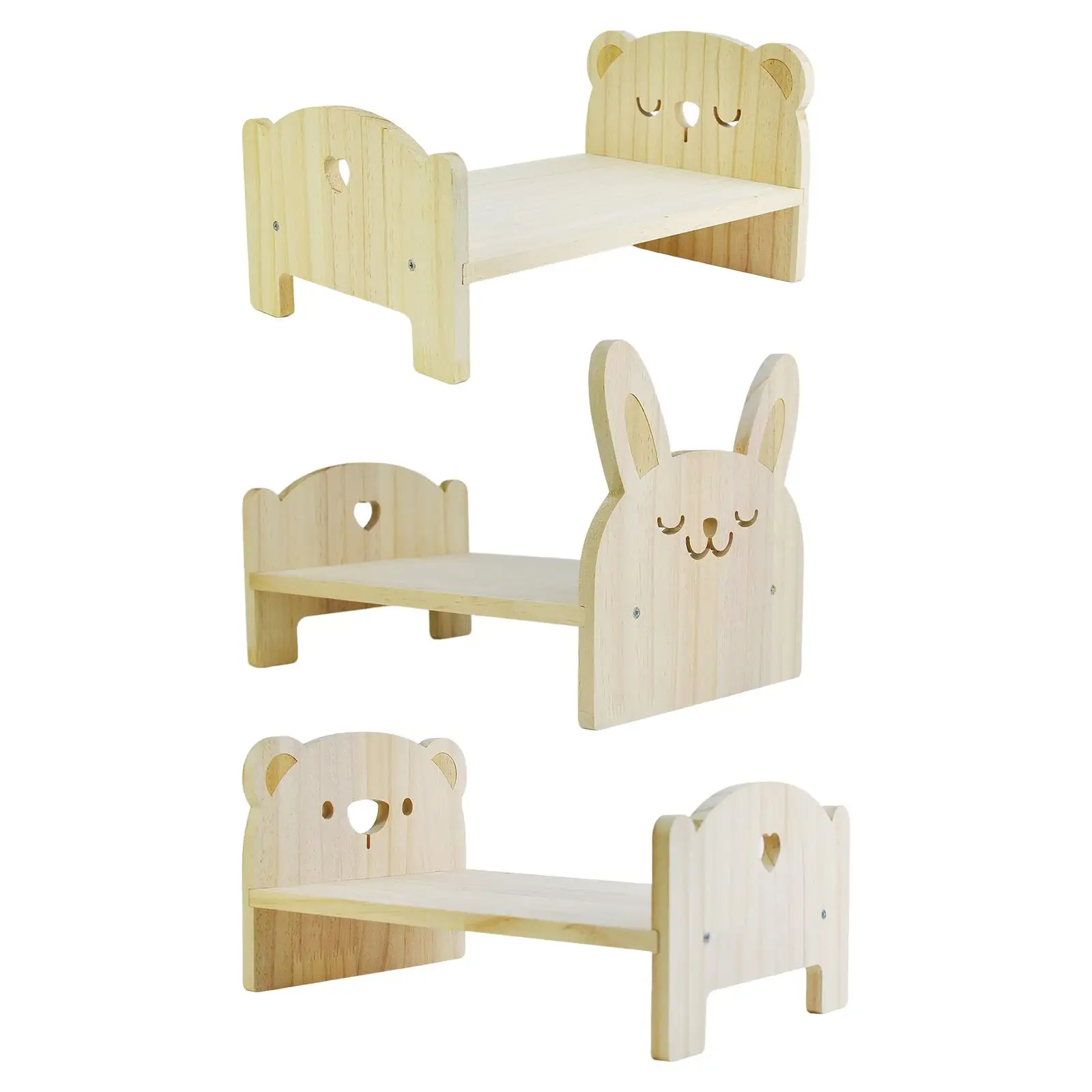 

Elegant Wooden Bed for 1/6 Scale Dollhouses - Perfect for Bedroom Decor