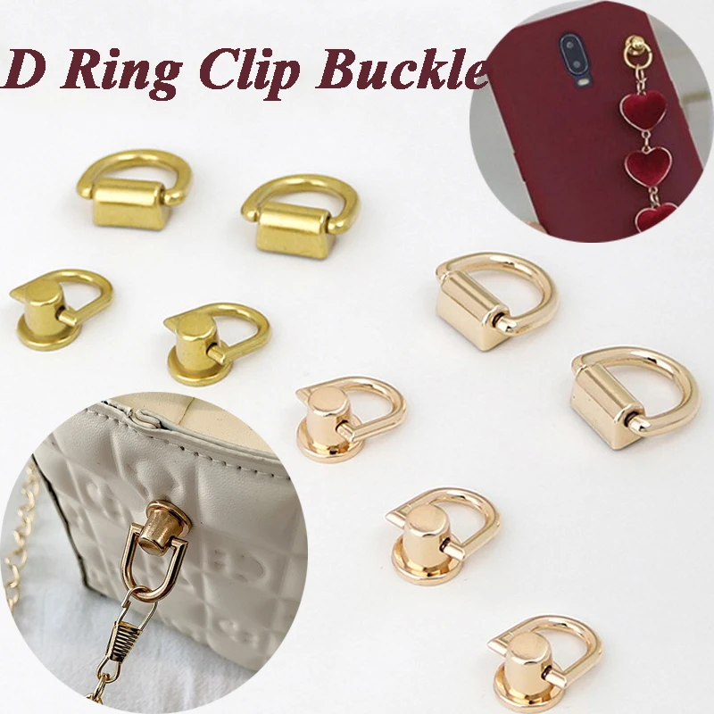 D Shape Metal Bag Ring Side Edge Anchor Link Bag Strap Belt Hanger Bags Side Clip Buckle Phone Case Accessory Ring Screw Rivet
