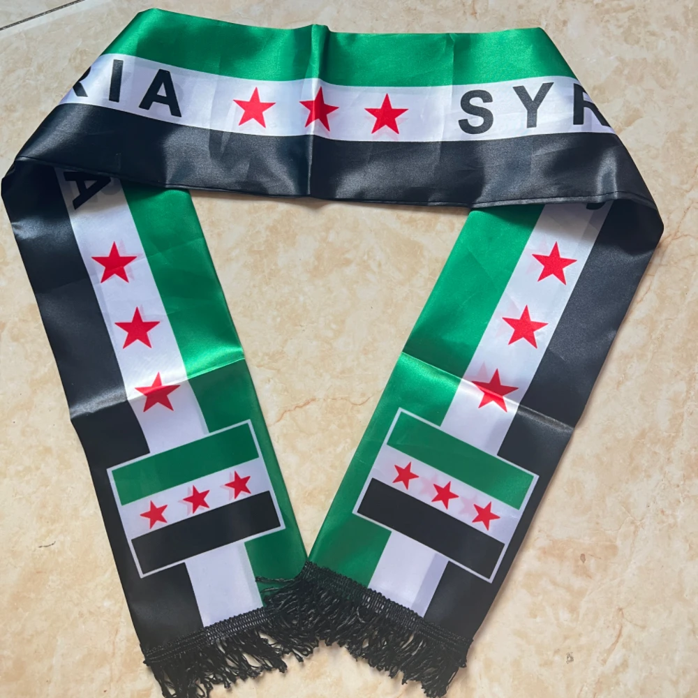 Syrian Scarf CZYSyria Scarf 14*135cm The Syrian Arab Republic Syrian Three Star Scarf Banner