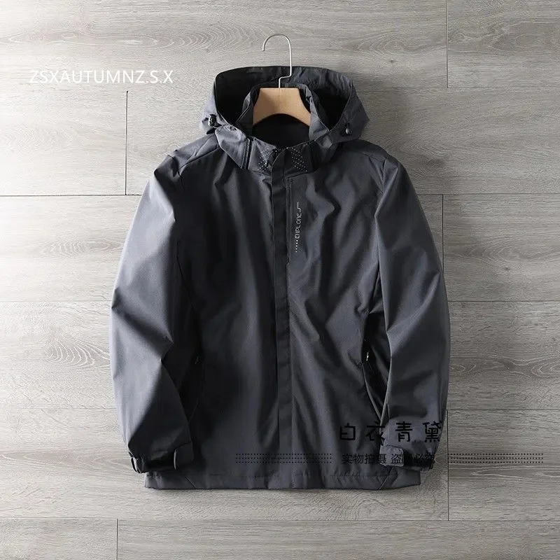 

Windbreak Storm Jacket For Men Spring Autumn New Hooded Windproof American Trench Men's Sports Jacket All-match Loose Male Coat