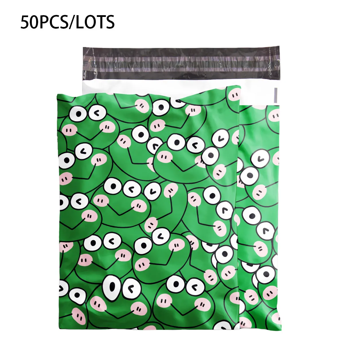 

50Pcs Frog Cartoon Envelope Mailer Postal Mailing Bags Green Clothing Transport Logistics Courier Post Pouch Express Packing Bag