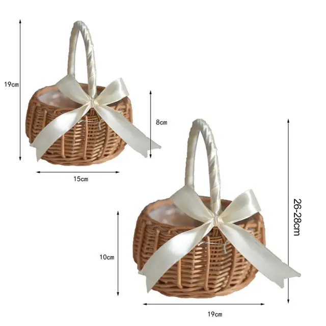 Szőtt Kosarak Fogantyúja Szövött Fonott Kosár Kézzel Készített Rattan Tároló Íj Retro Dekoratív Virágcserep - Image 6