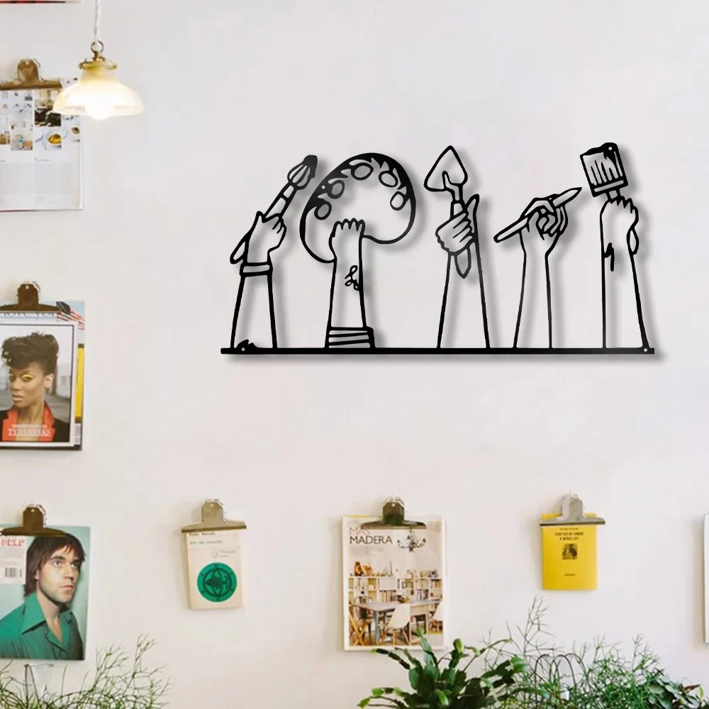 Paint Tools Metal Hanging Wall Art Plaque Black Letter Silhouette Cafe Kitchen Dining Room Decoration Bar Pub Club Poster