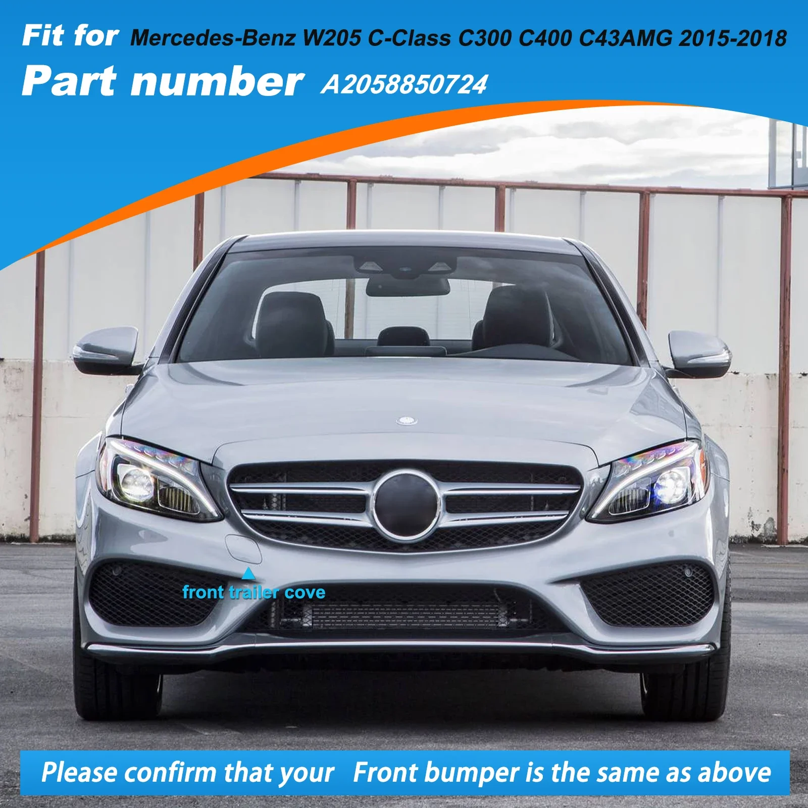 메르세데스 벤츠 W205 C300 C400 C63AMG 액세서리 2015 2016 2017 2018 A2058850724용 프론트 범퍼 견인 고리 커버 캡 견인 고리