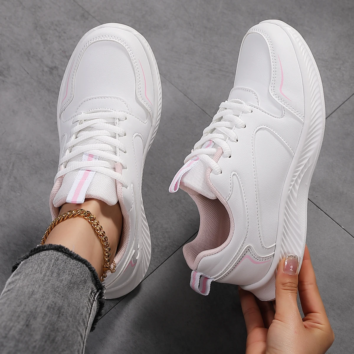 2024 Woman Tennis Sneakers Fashion New Comfort Sports Board Shoes Casual Shoes Female Spring Summer Ladies Female Women Shoe PU 4