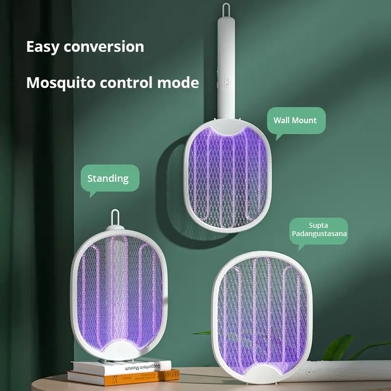 NewMosquitoKillerLampUSBRechargeableElectricFoldableMosquitoKillerRacketFlySwatter