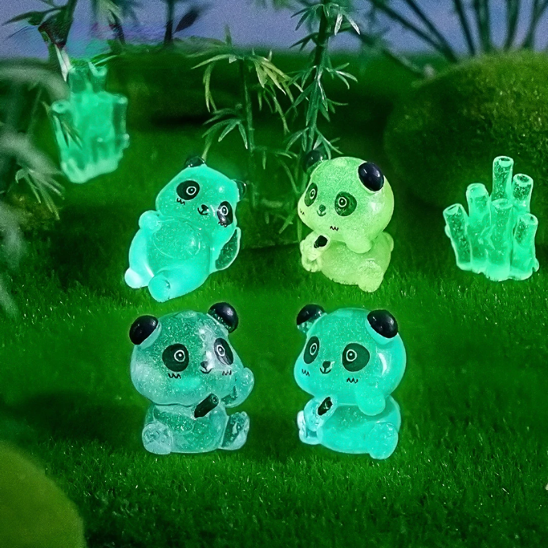 Cute Luminous 3D Panda Resin Crafts Glow In The Dark Tiny Pandas Micro Landscape Figures Decorate DIY Home Ornaments 8/24/48Pcs ornament crafts resin ornaments resin crafts resin crafts accessories resin succulent crafts