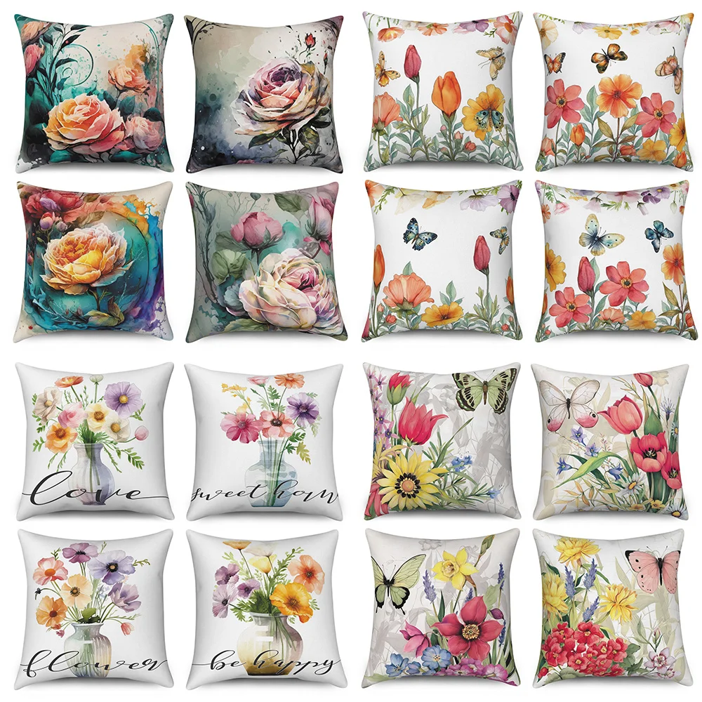 

Flower Butterfly Printed Pillow Case 45x45cm Pillowcase Home Decor Cushion Cover Sofa Car Decorative Throw Pillow Covers