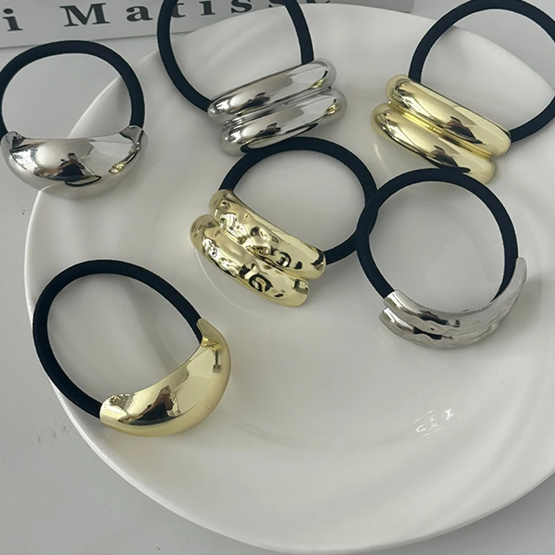Vintage Metal Hair Accessories Fashion Punk Metal Irregular Headband Hammer Arch Ponytail Headband Hair Rope