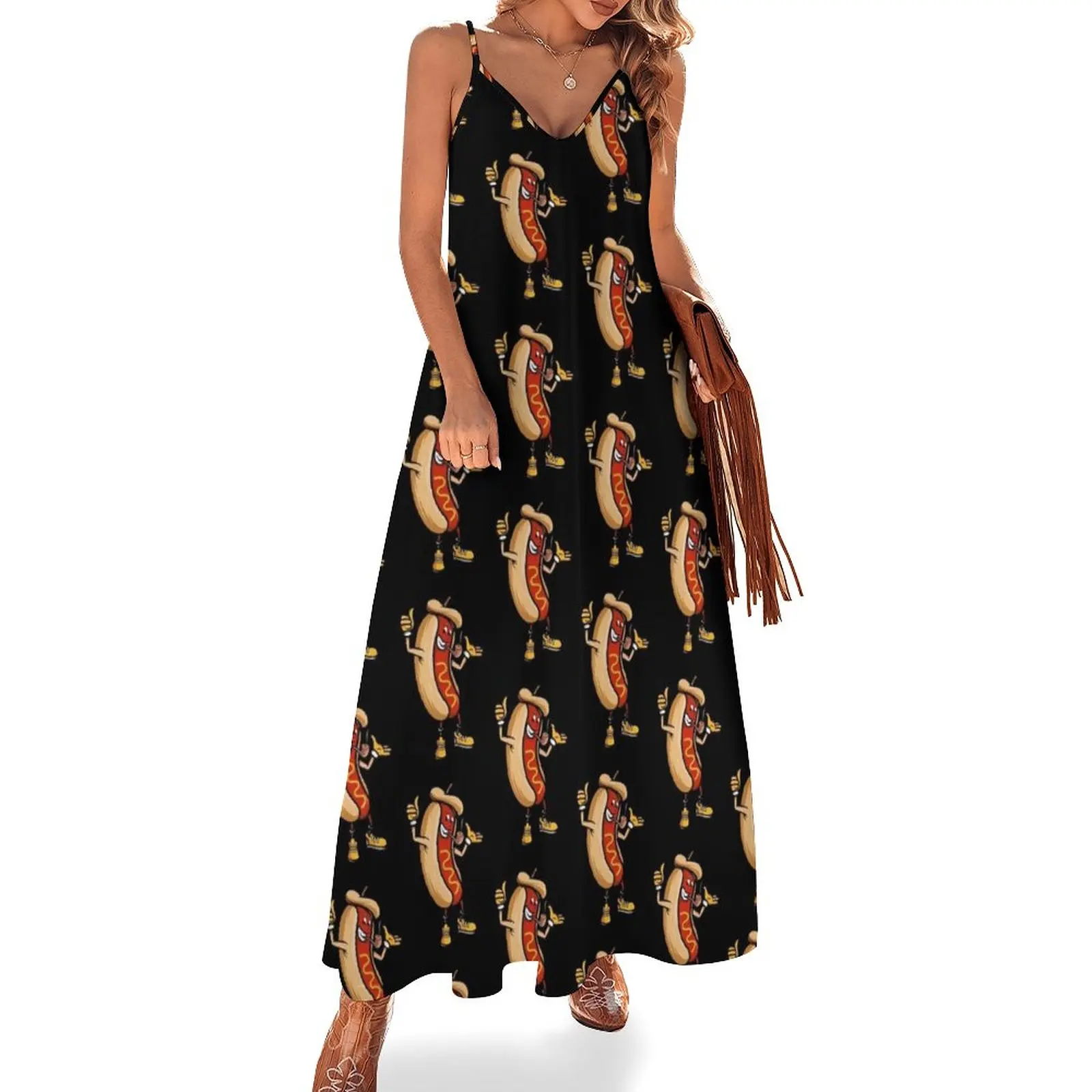 

Funny Hot dog and Bun Press, I'm Just Here For The Hot Dogs Sleeveless Dress ladies dresses for special occasions elegant dress