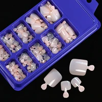120Pcs Short Square Press-On Toe Nail Tips Pink Nude Solid Color Full Cover Fake Toenails Glossy Finished Durable False Toenails 5