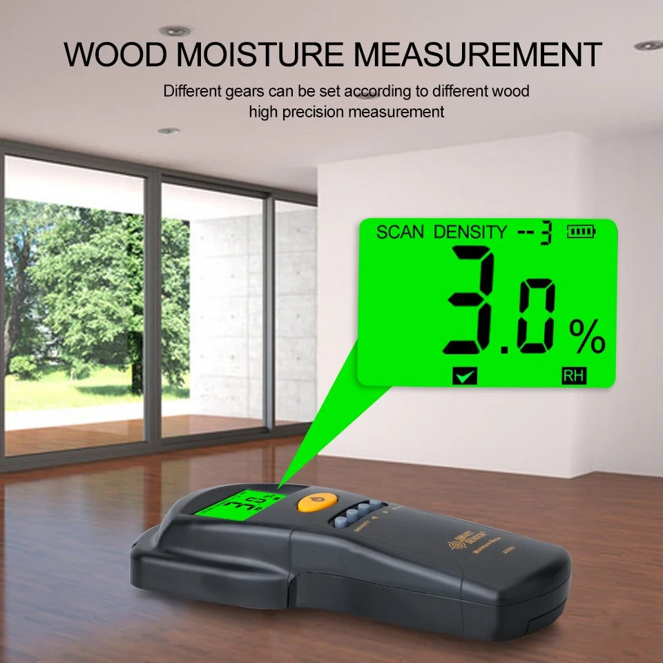AS981 Digital Hygrometer Moisture Meter Wood Cardboard Lumber Concrete Buildings