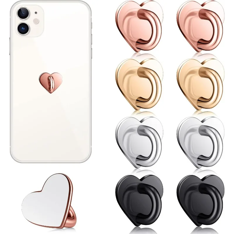 Metal Heart Phone Charm Hook with Adhesive Patch for Case Back Straps and Chains