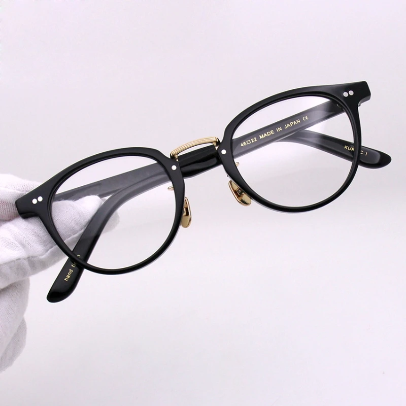 

Men's eyeglasses frame KURT Round Acetate Retro Frame Glasses Japan Men Prescription Eyeglasses Frame Women Myopia Glasses