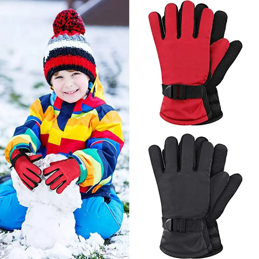 

1Pair Waterproof Ski Gloves Children Kids Thicken Warm Cycling Gloves Adjustable Kid Winter Snow Warm Gloves Adult Mitten