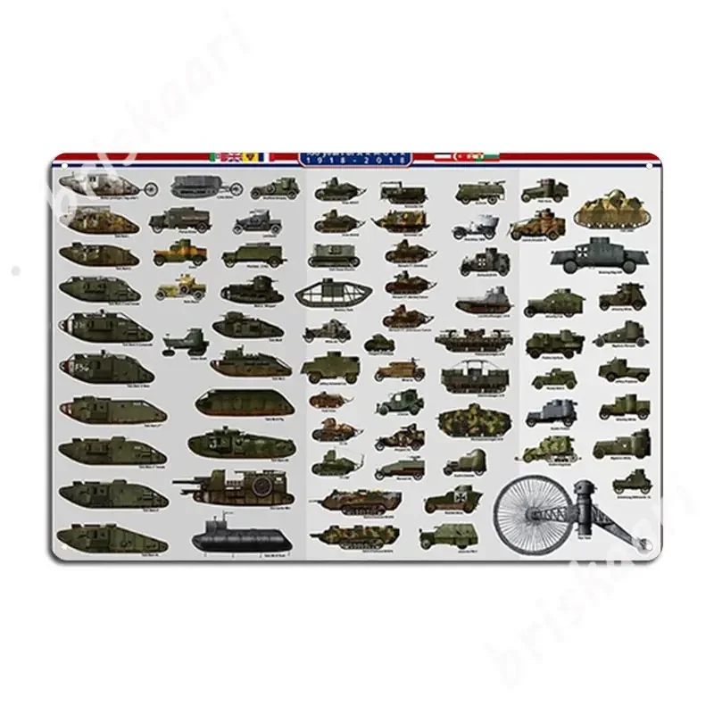 Ww1 Centennial-Carri Armati E Veicoli Blindati Insegne Metalliche Cinema Soggiorno Club Bar Vintage Wall Decor Tin Sign Poster