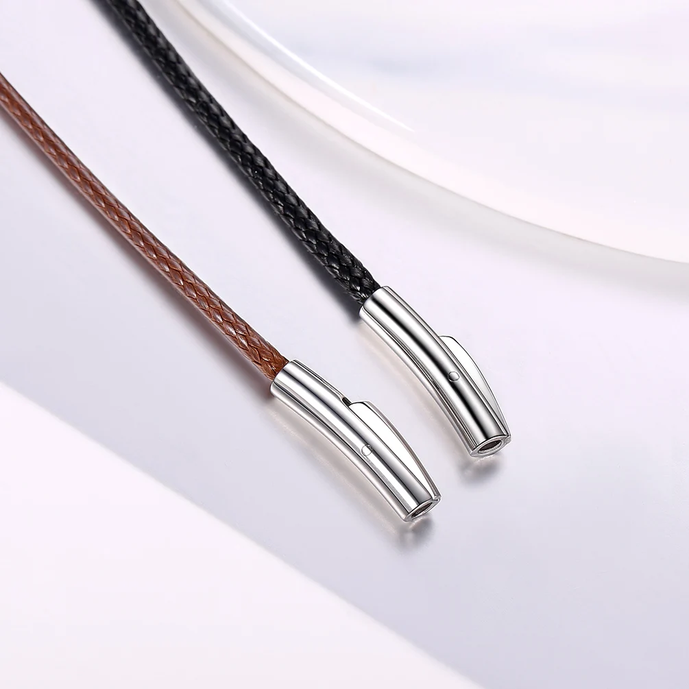 3/4/5mm Black Leather Necklaces for Men Women Choker Braided Genuine Leather  Necklace Cord Stainless Steel Magnetic Clasp