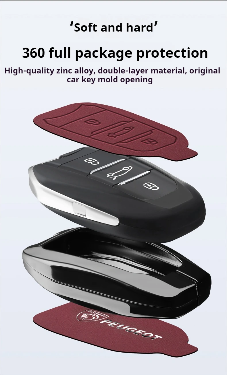Auto Schlüsselanhänger Legierung Schlüsselgehäuse Auto Zinklegierung Schlüsseltasche Tasche für Peugeot GTLine 207 307 407 208 308 408 508 2008 3008 4008 5008 GTI – Detail 3