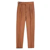 British Style Men's High Waist Casual Pants New Solid Color Naples Men Suit Pants Slim Fit Casual Business Formal Mens Trousers 6