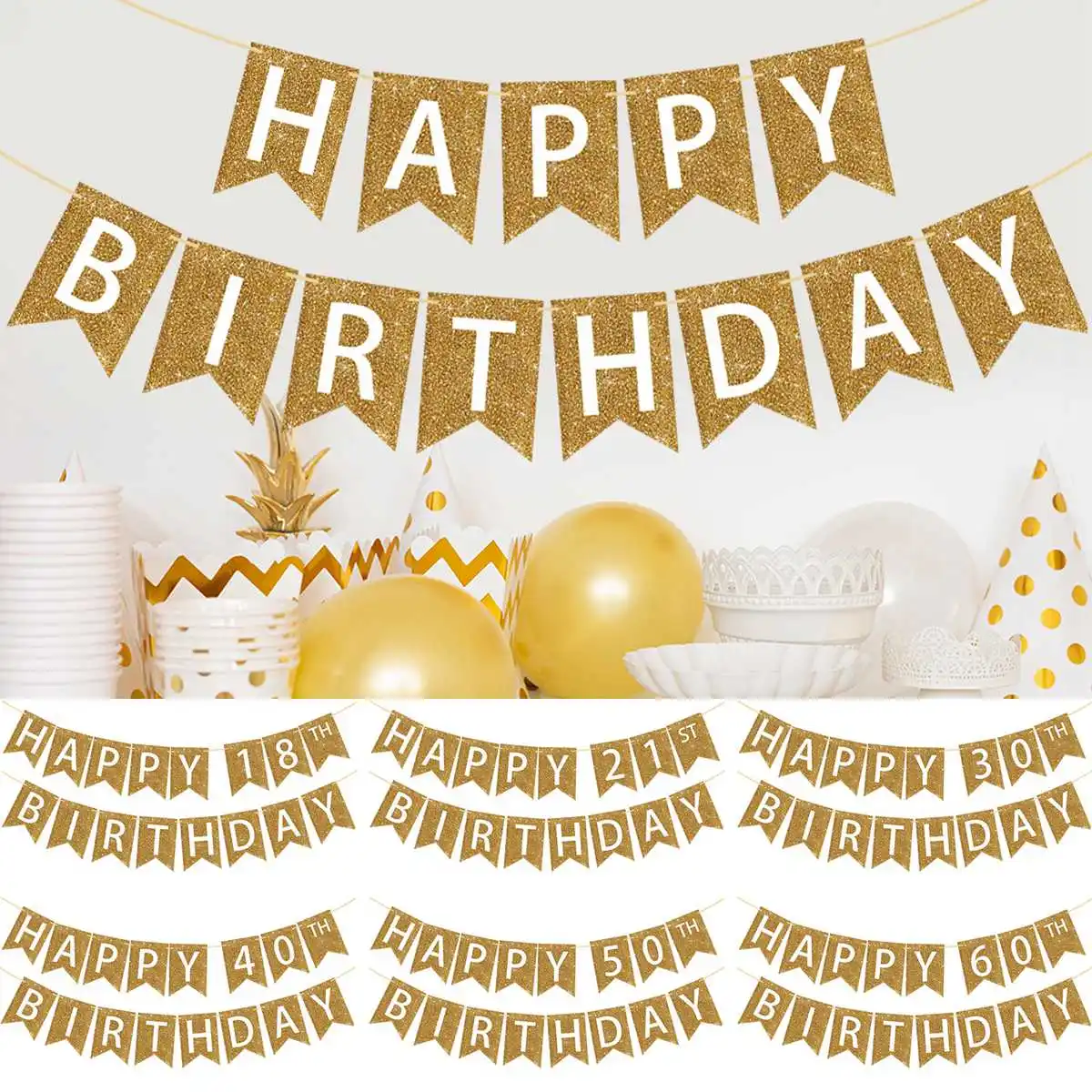 ハッピーバースデーフラッグバナー、ハンギングガーランド、大人、結婚