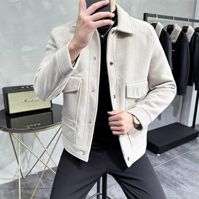 Winter Woolen Jackets Men Fashion Casual Business Overcoat Social Streetwear Wool Blends Coats windbreaker men clothing 2023