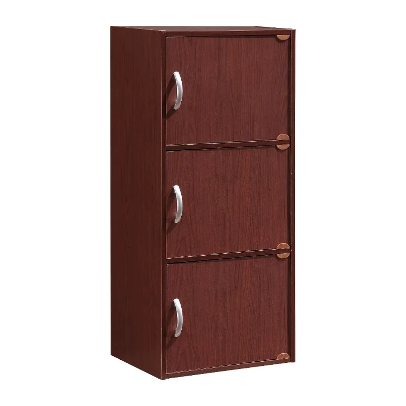 

3 Door Cabinet,Modern Wooden Heavy Duty Floor Mount Multipurpose Storage Bookcase Cabinet with Installation Hardware