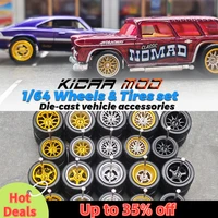 1/64 Wheels with Rubber Detachable tread pattern Tires Refitting Parts for Model car Hot Wheels Matchbox Tomica D:11mm+13mm 1Set 1