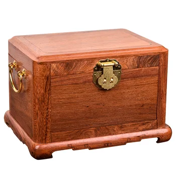 Luxury Wood Multi Layer Jewelry Storage Box Vintage Smart Three Color LED Light Cosmetic Mirror Jewelry Box Storage Rosewood