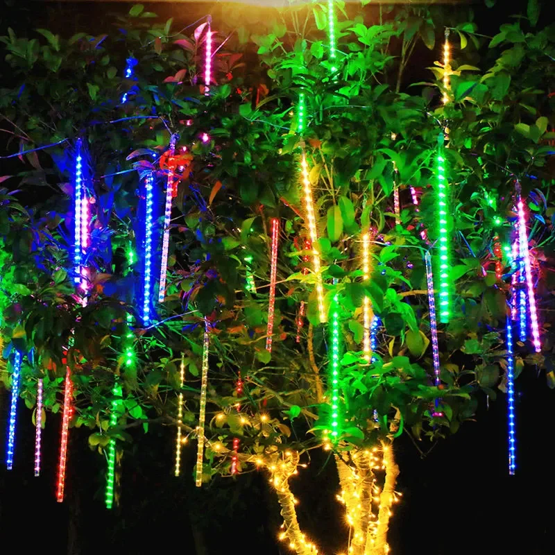 

4 Set Solar Meteor Shower LED String Lights Christmas Tree Decorations Street Garland for Street Decor Noel New Year Navidad