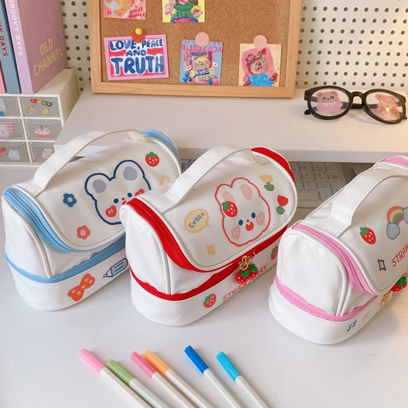 1pc Kawaii Pencil Case, Cute Cartoon Print Pencil Bag, Large Capacity  Student Stationery Storage Box, Durable Pencil Pouch, Aesthetic Pencil  Organizer